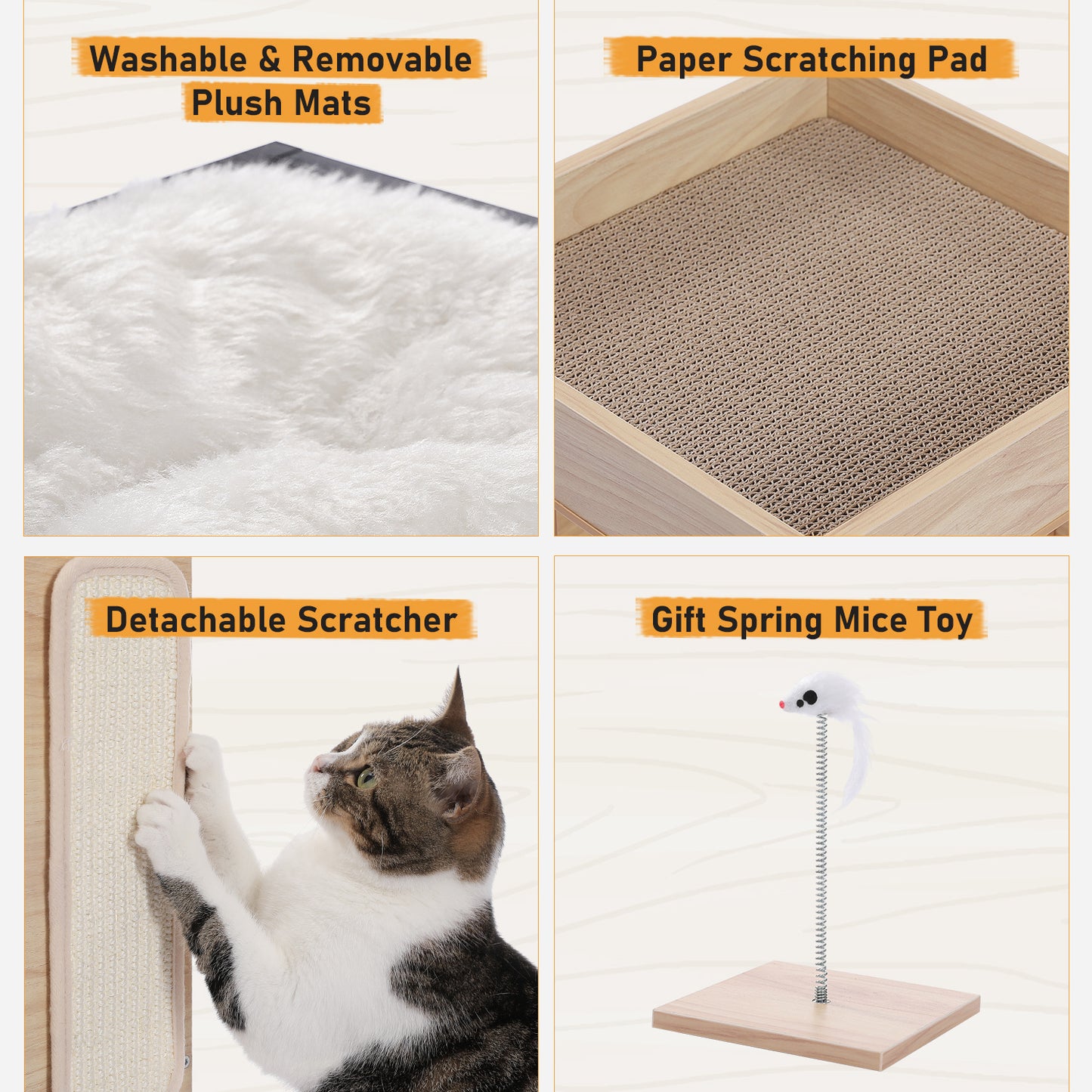 Solid Wood Double Layer Cat Nest
