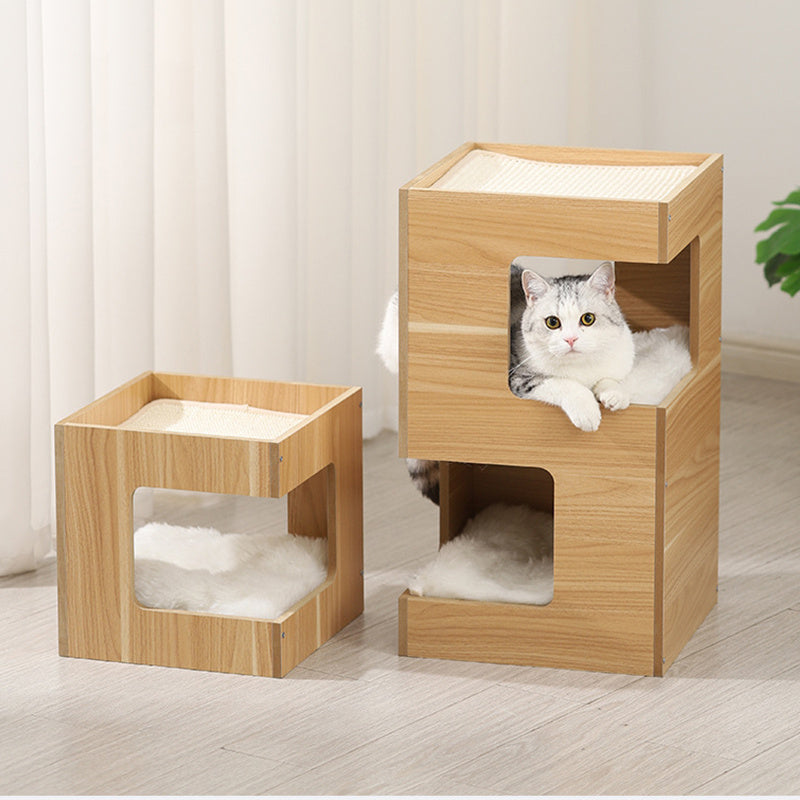 Solid Wood Double Layer Cat Nest